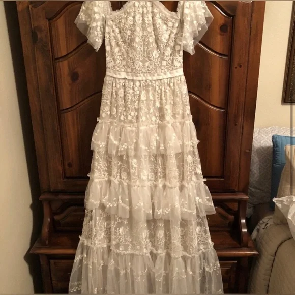 Needle & Thread primrose gown in Ivory / White - Picture 3 of 3